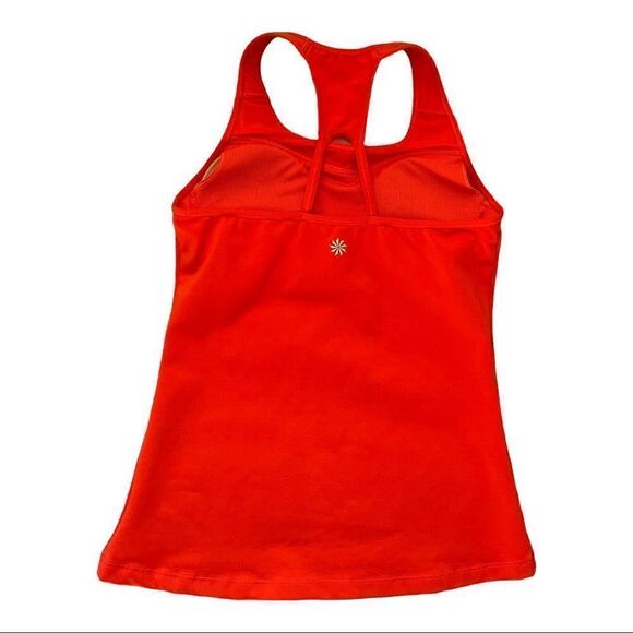 ATHLETA Spiral Support Racerback Tank Top Orange Support Bra High Neck Womens XS - Picture 2 of 8